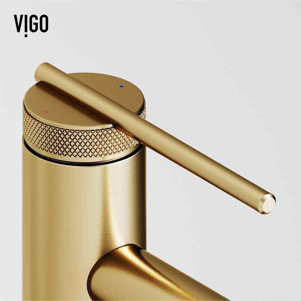 VIGO Sterling Single-Hole Bathroom Vessel Faucet in Matte Brushed Gold