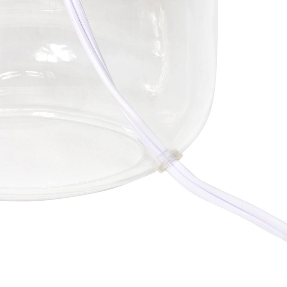 Simple Designs 13.75 in. Clear Glass Table Lamp with White Fabric Shade