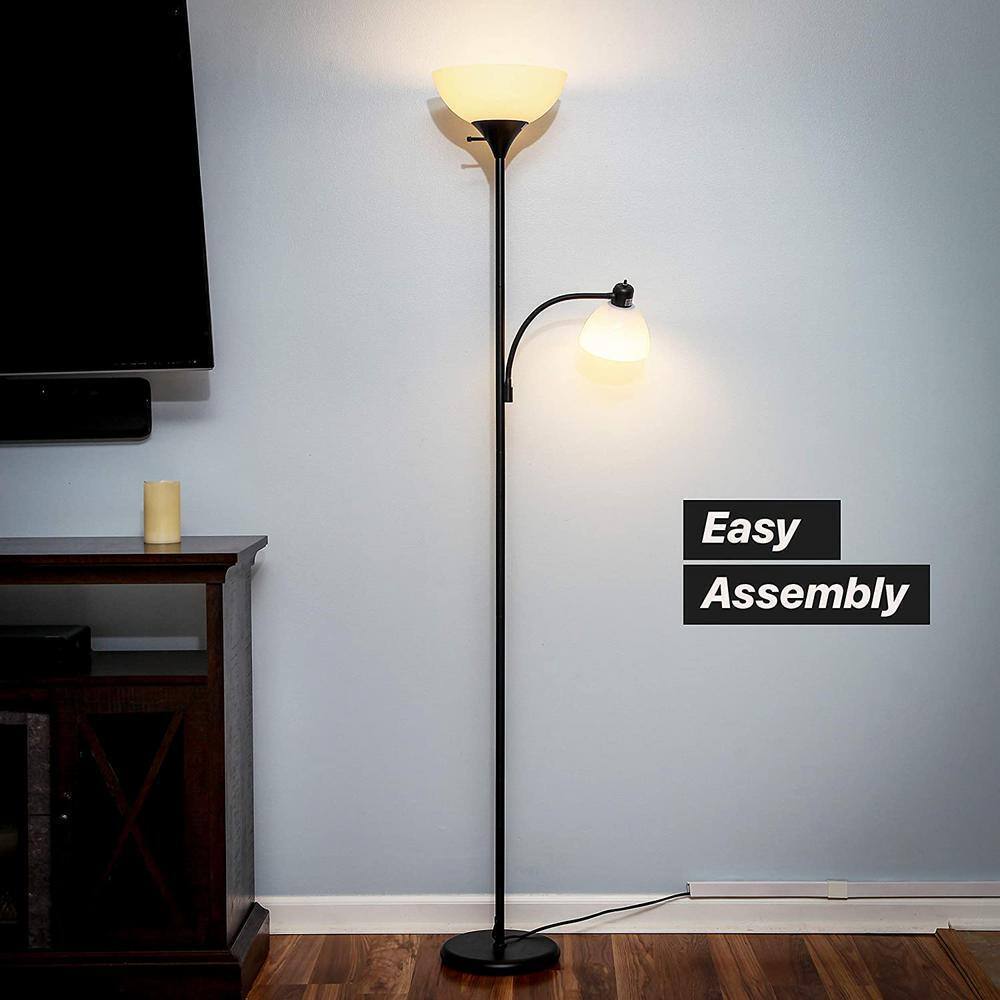 Brightech Sky Dome 72 in. Classic Black 2-Light 3-Way Dimming LED Floor Lamp