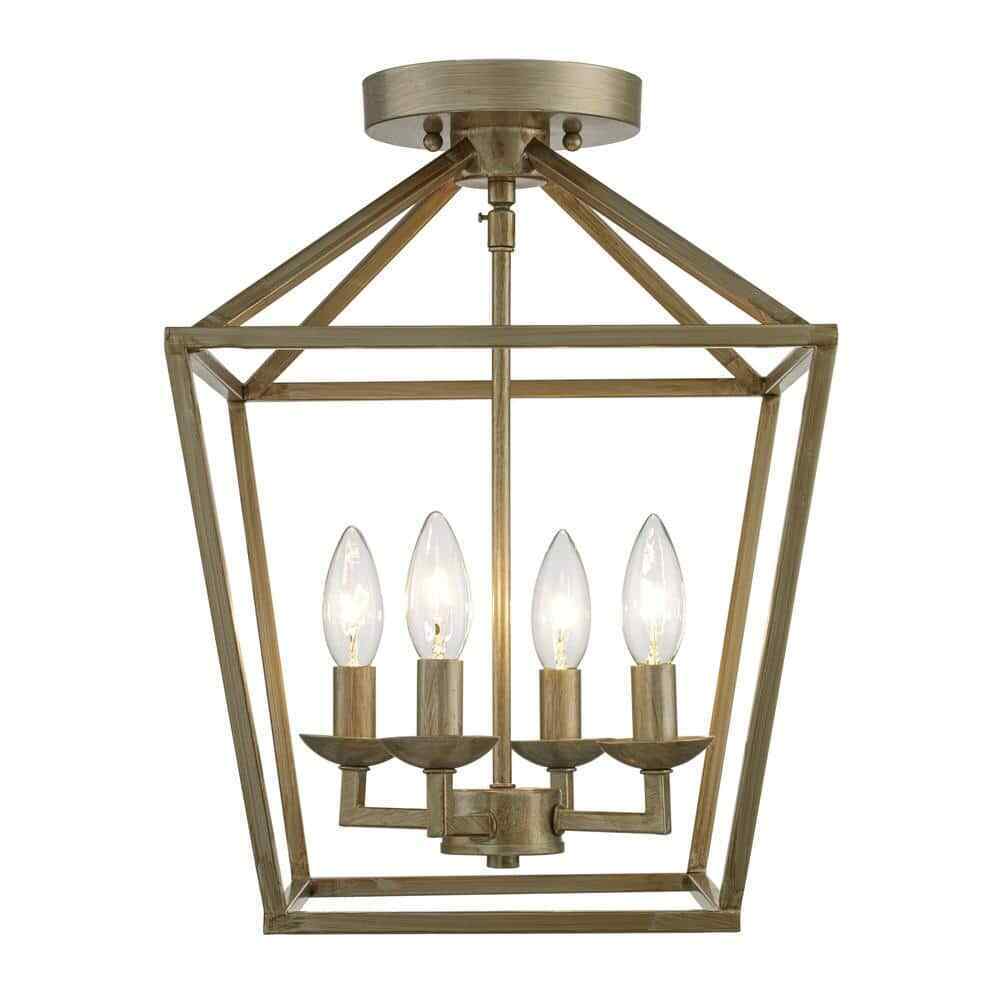 Home Decorators Weyburn 16.5 4-Light Antique Silver Leaf Ceiling Light Fixture