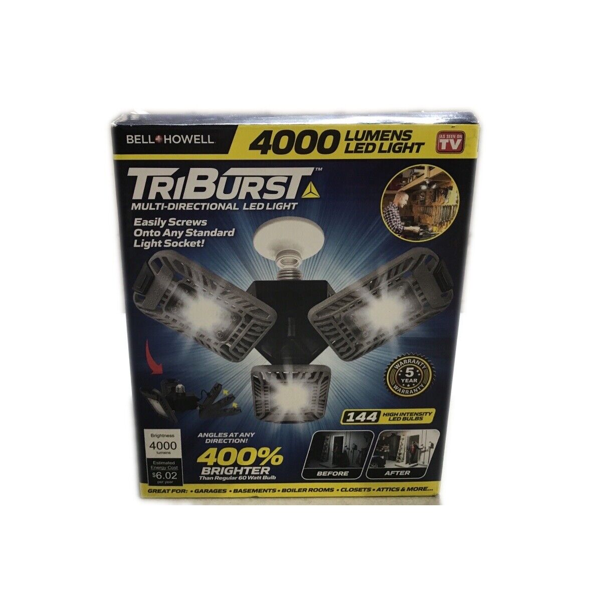 Bell + Howell TriBurst144 High Intensity LED 4000 Lumens Flush Mount Light