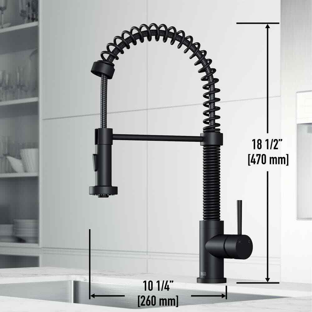 VIGO Edison Single Handle Pull-Down Sprayer Kitchen Faucet in Matte Black