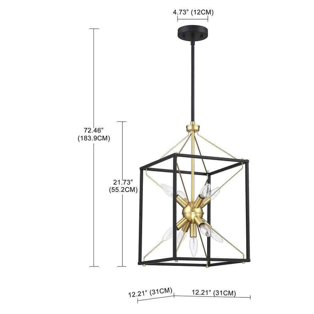 Hukoro Alfa 9-Light 12.2 in. Modern Rectangle Lantern Pendant Light