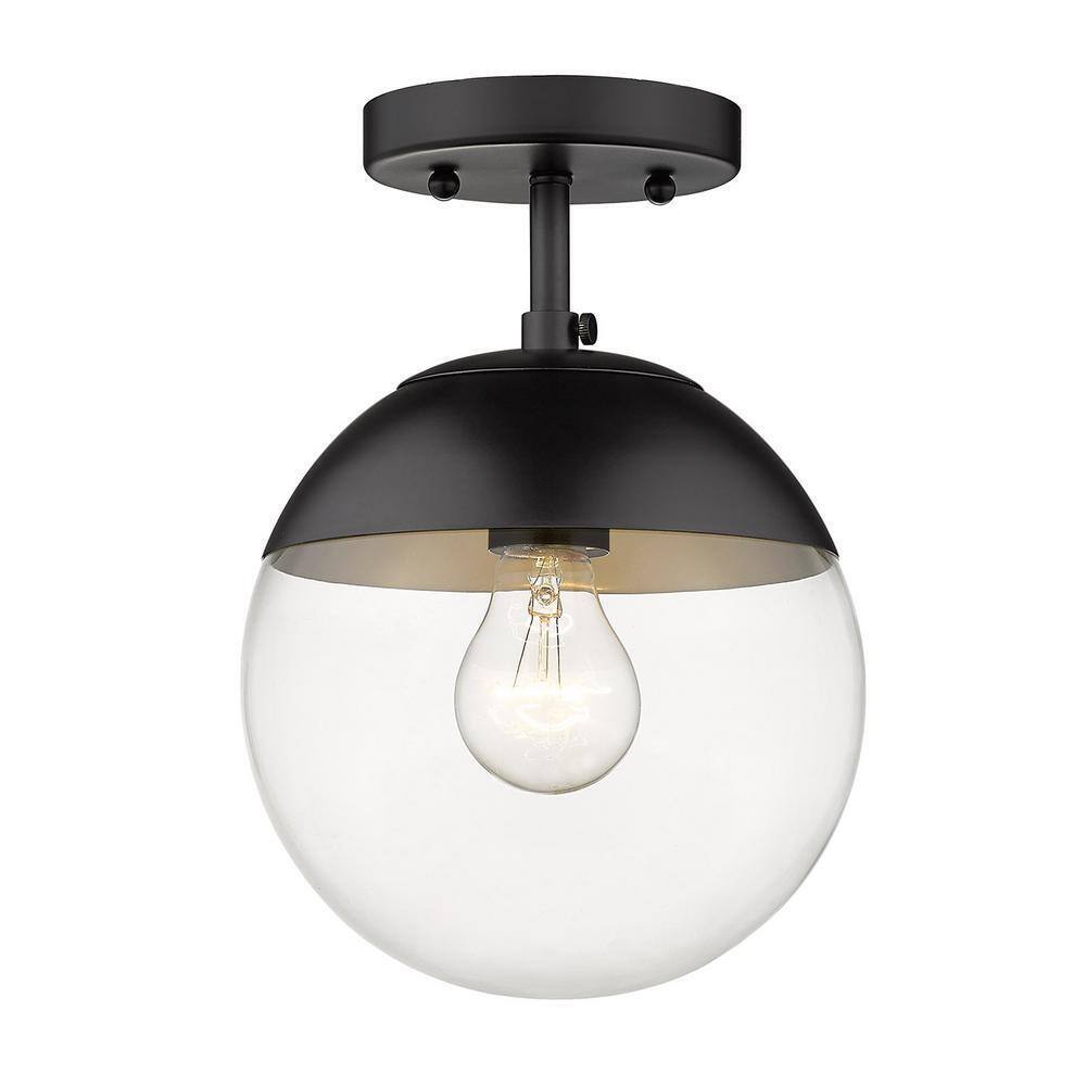 Golden Lighting Dixon 10.5 in. 1-Light Matte Black Semi-Flush Mount