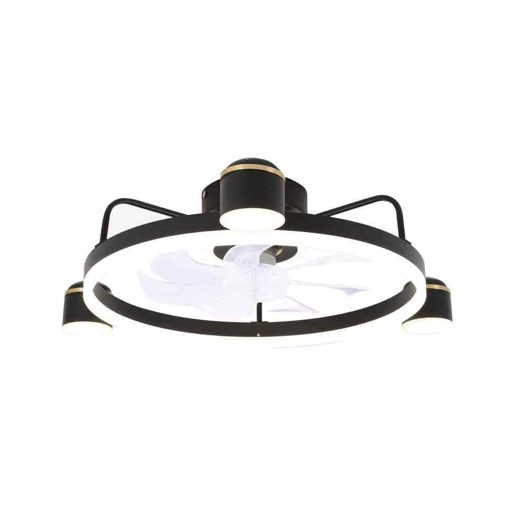Bella Depot 28 in. LED Indoor Smart App Control Low Profile Black Ceiling Fan