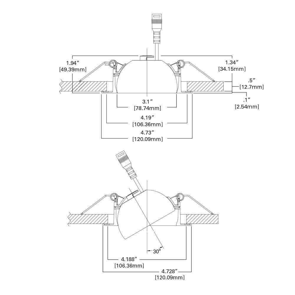 HALO HLA 4 in. Color Selectable Canless Recessed Wide Beam Gimbal Trim LED Kit