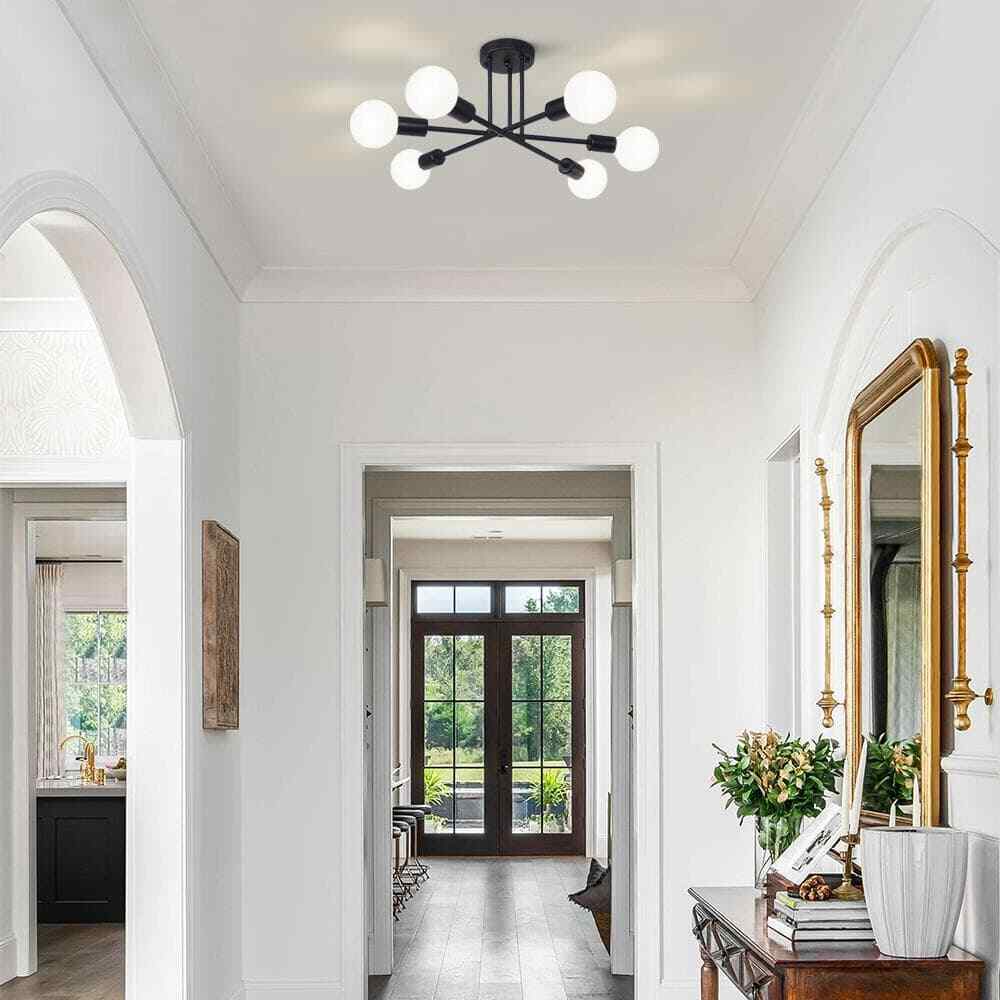 RRTYO Highlandville 23.62 in. 6-Light Black Sputnik Semi-Flush Mount