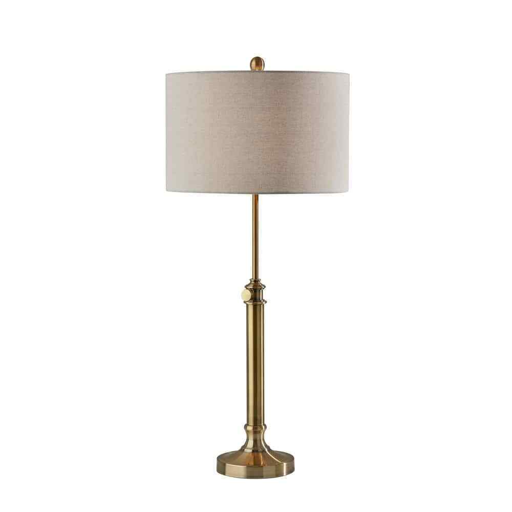 Simplee Adesso Barton 34.5 in. Antique Brass Table Lamp SL1165-21