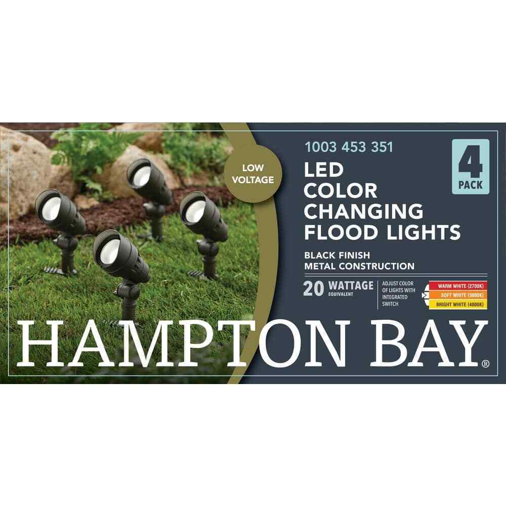 Hampton Bay 4.5W Millennium Black Adjustable Outdoor LED Flood Light 4-Pack