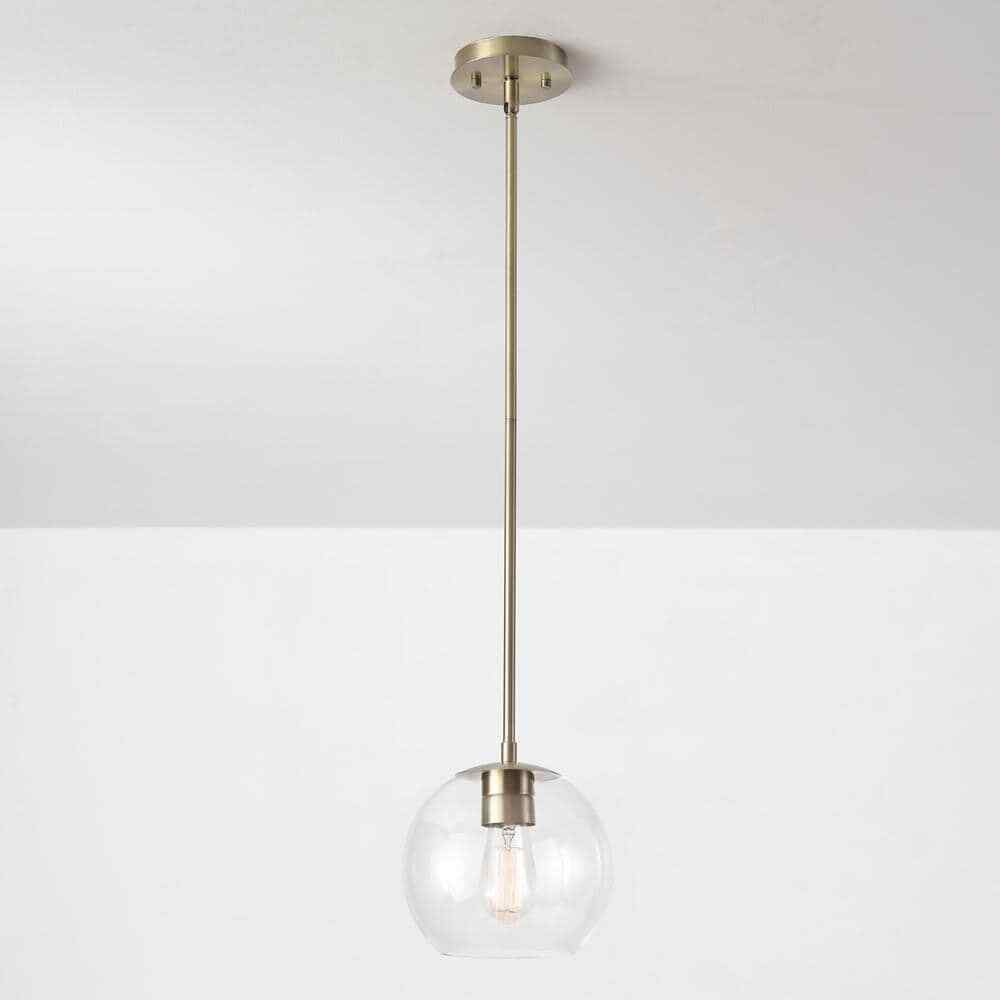 Globe Electric Vivienne 1-Light Brass Pendant Light with Clear Glass Shade 60871