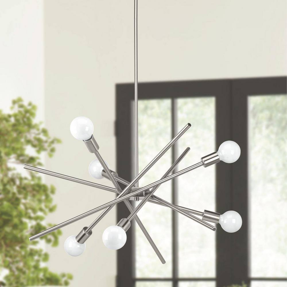 Progress Lighting Astra Collection 6-Light Brushed Nickel Chandelier