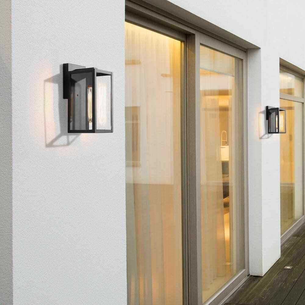 LNC Modern Black Outdoor Sconce 1-Light Minimalist Exterior Wall Lantern