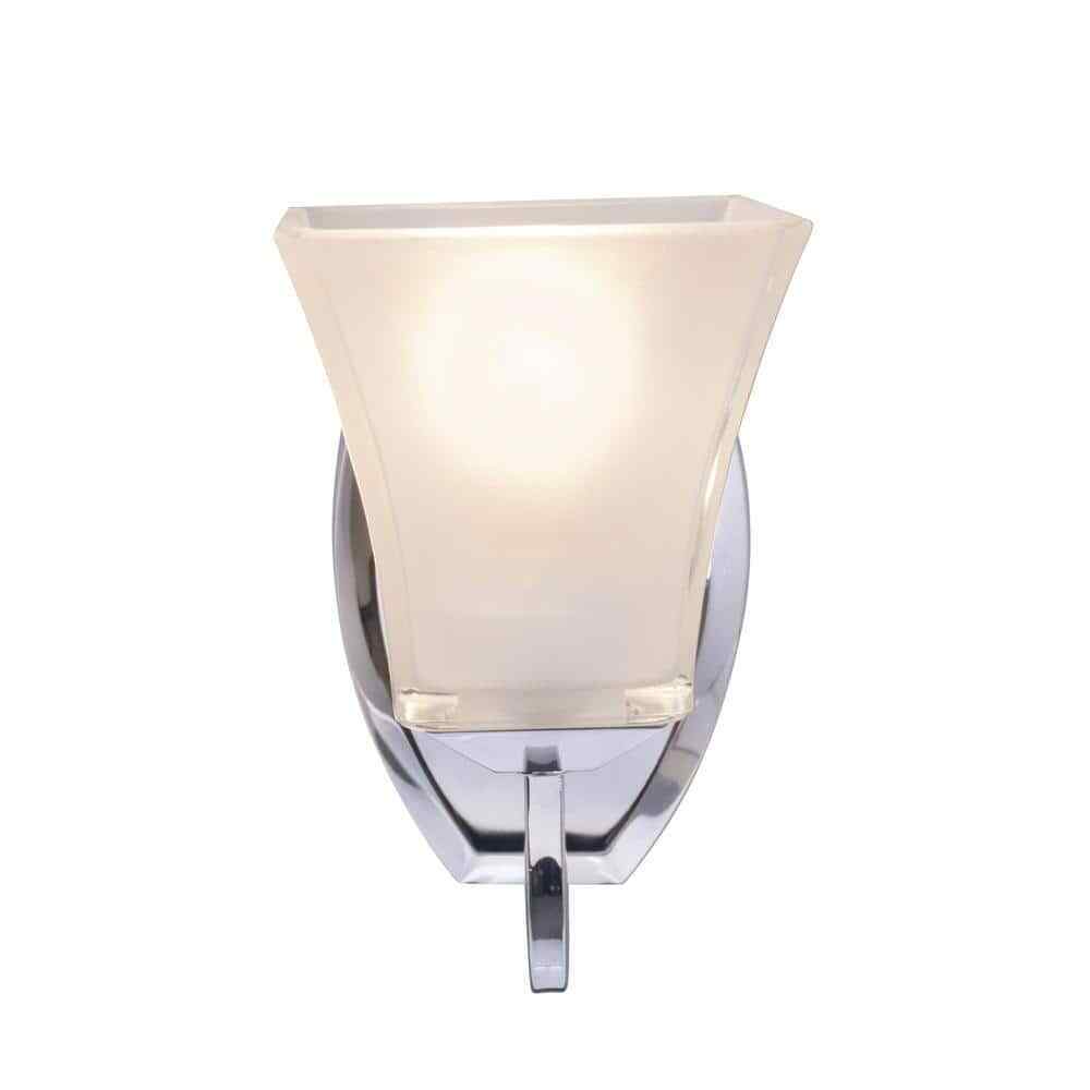 Aspen Creative Corporation 1-Light Chrome Vanity Light with Frosted Glass Shade