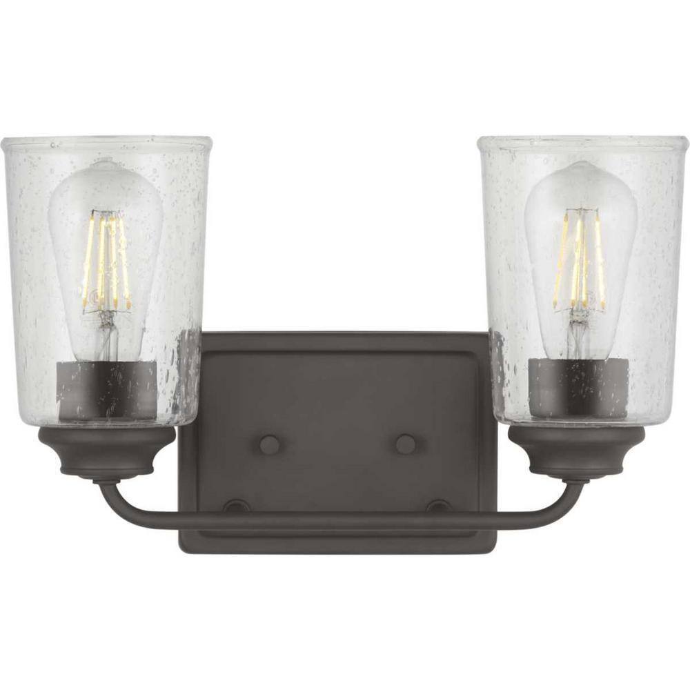 Hampton Bay Evangeline 13-5/8 in. 2-Light Modern Bronze Bathroom Vanity Light