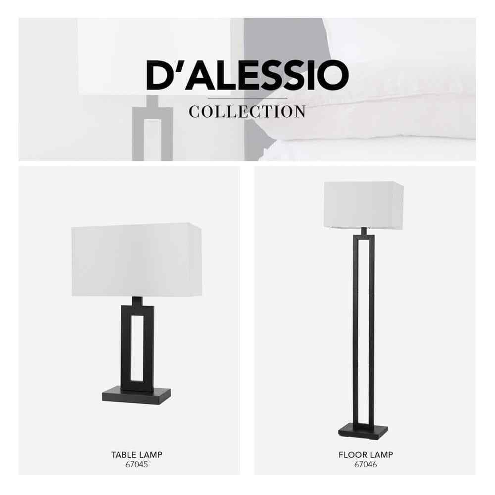 Globe Electric D'Alessio 20 in. Matte Black Table Lamp with White Linen Shade