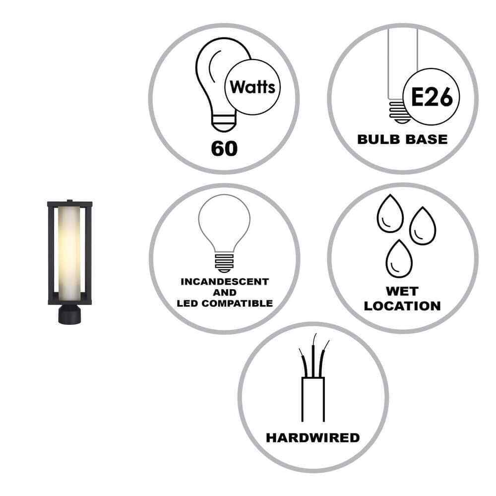 Bel Air Lighting Adler 1-Light Black Outdoor Lamp Post Light Fixture