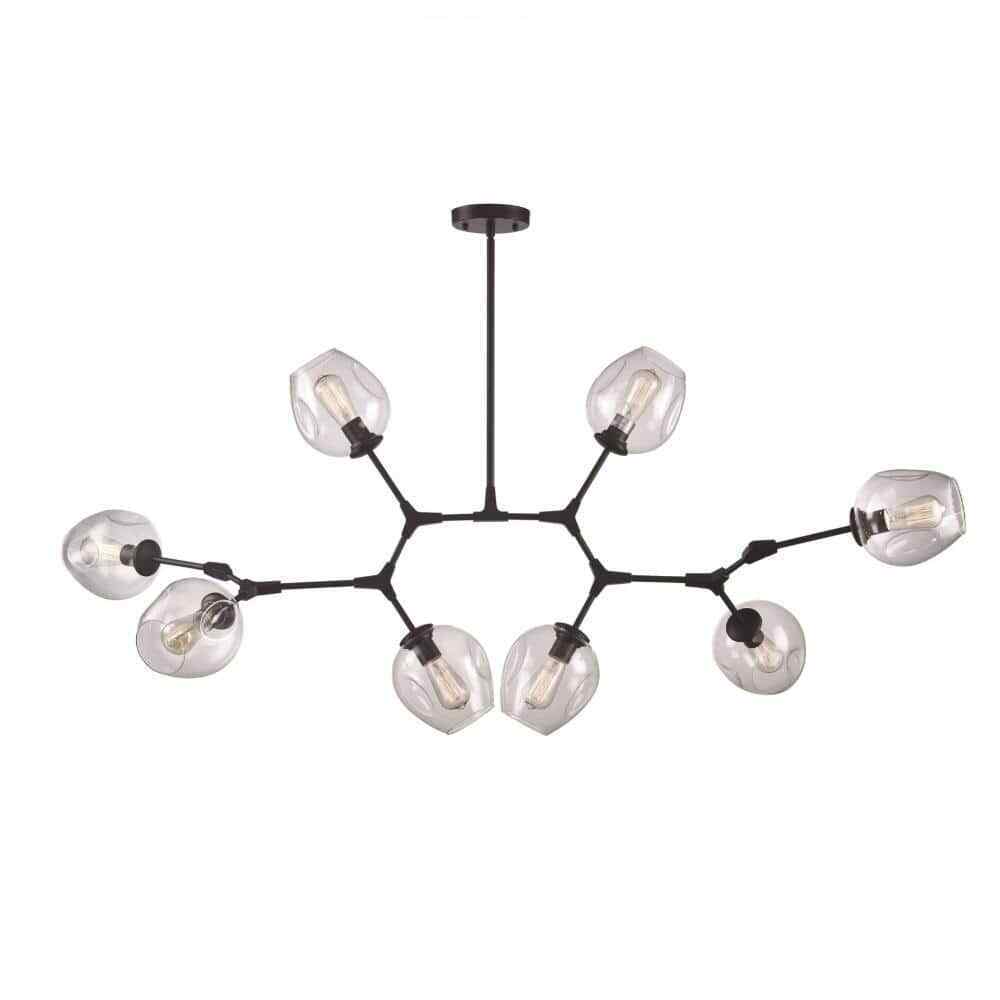 Bel Air Lighting 8-Light Black Kitchen Pendant Light with Clear Glass Shades