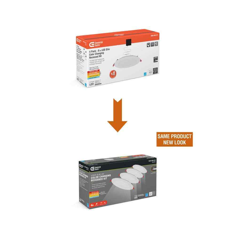 Commercial Electric Ultra Slim 6 in. Color Selectable Recessed LED Kit 4-Pack
