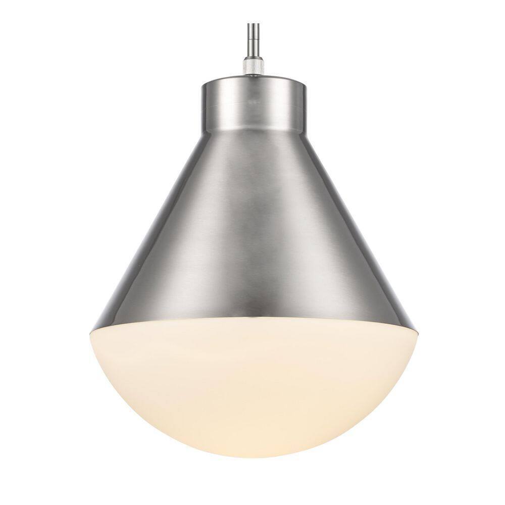 Bel Air Lighting Ludlow Brushed Nickel Hanging Pendant Light Fixture Glass Shade