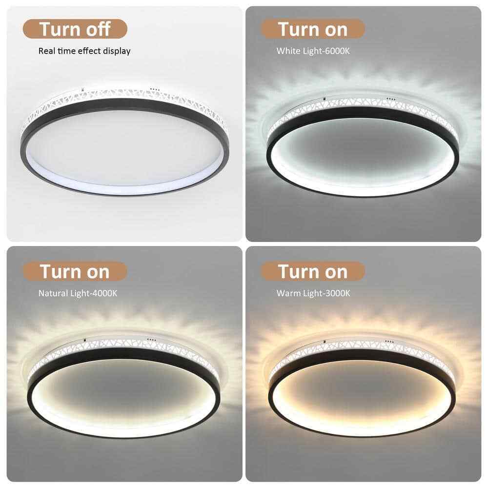 TOZING 16 in. Modern Black Dimmable Integrated LED Flush Mount Ceiling Light
