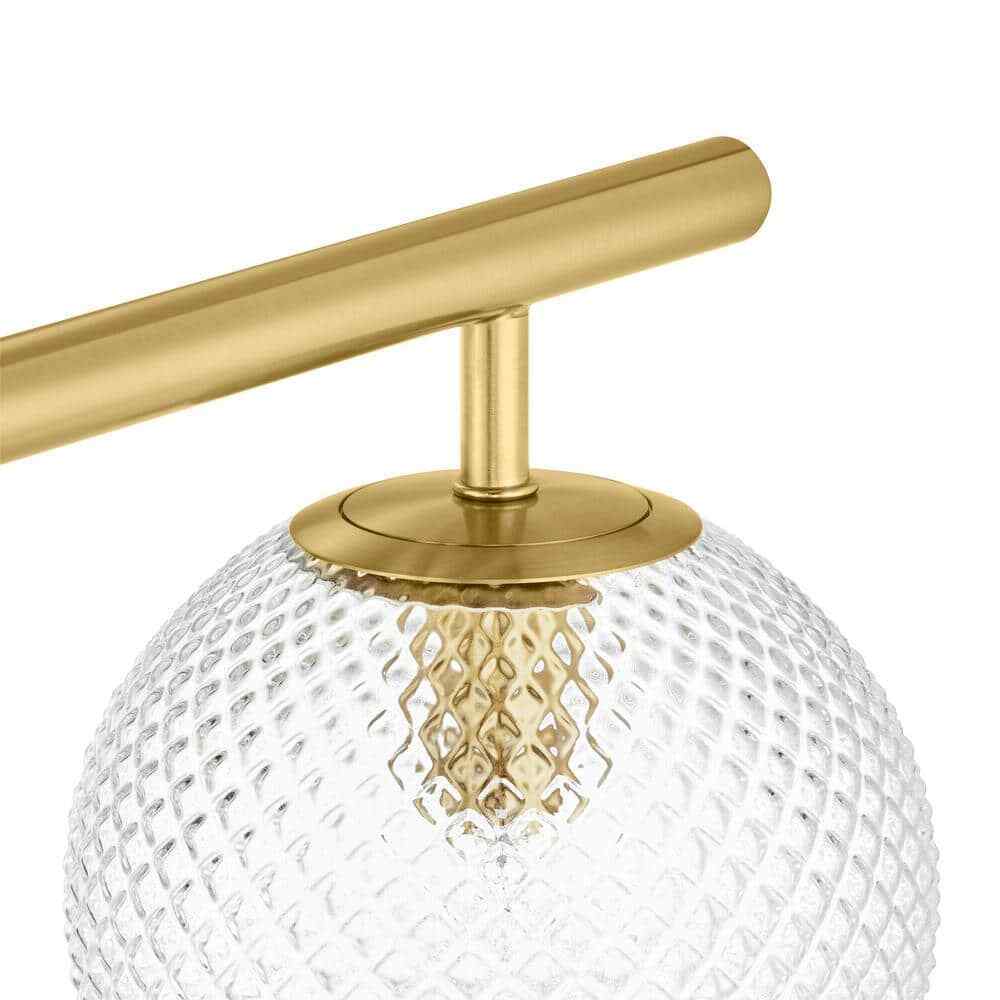 Hampton Bay Walsh 22 in. 3-Light Brass Vanity Light with Prismatic Glass Shades