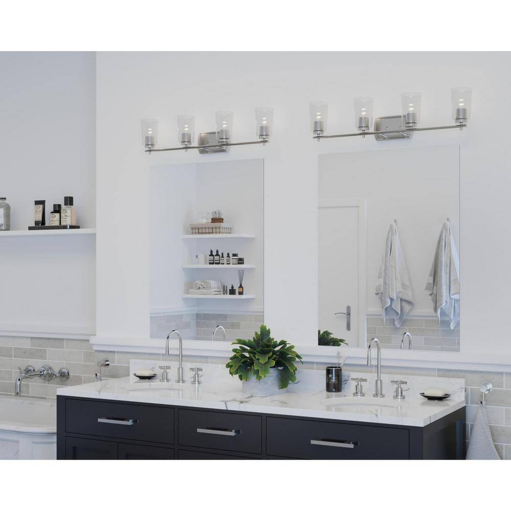 Progress Lighting Adley 4-Light Brushed Nickel Clear Glass Bathroom Vanity Light