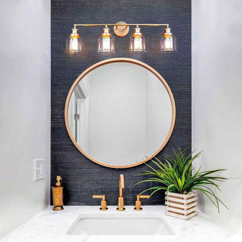 Uolfin Modern Gold Bathroom Wall Lights 29 in. 4-Light Bell Wall Sconce Lighting
