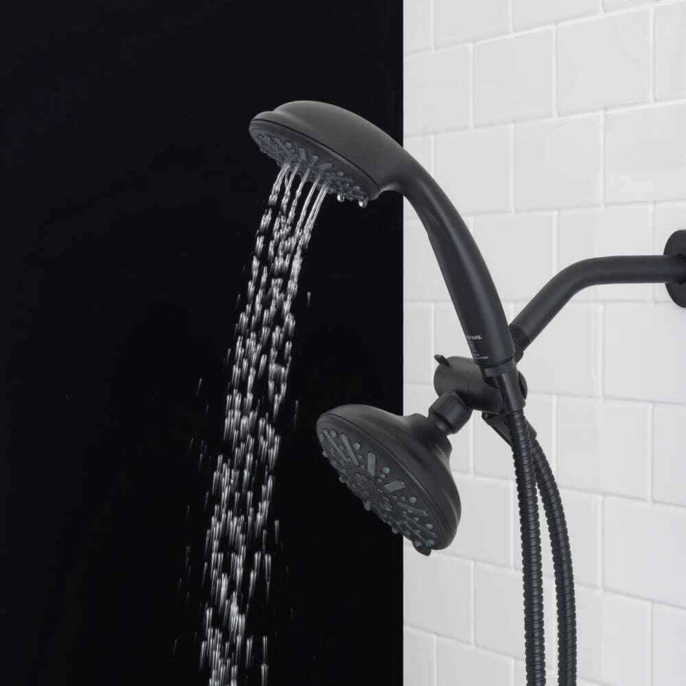 Glacier Bay 6-Spray 5 in. Dual Wall Mount Handheld Shower Head Matte Black