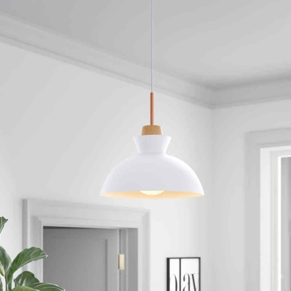 RRTYO Matisse 1 -Light White Single Dome Pendant with Metal Shade