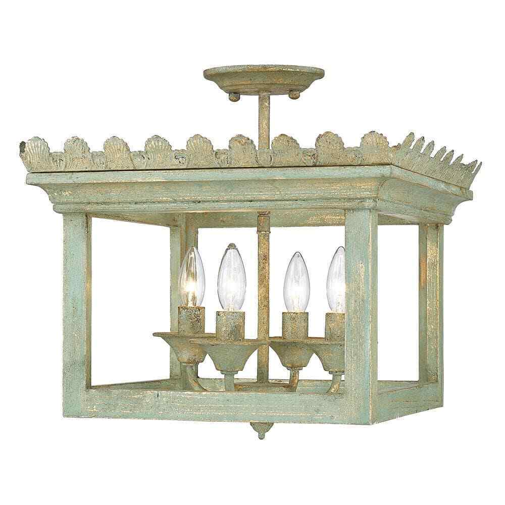 Golden Lighting Finley 16.25 in. Vintage Sage Semi-Flush Mount 0838-SF VS