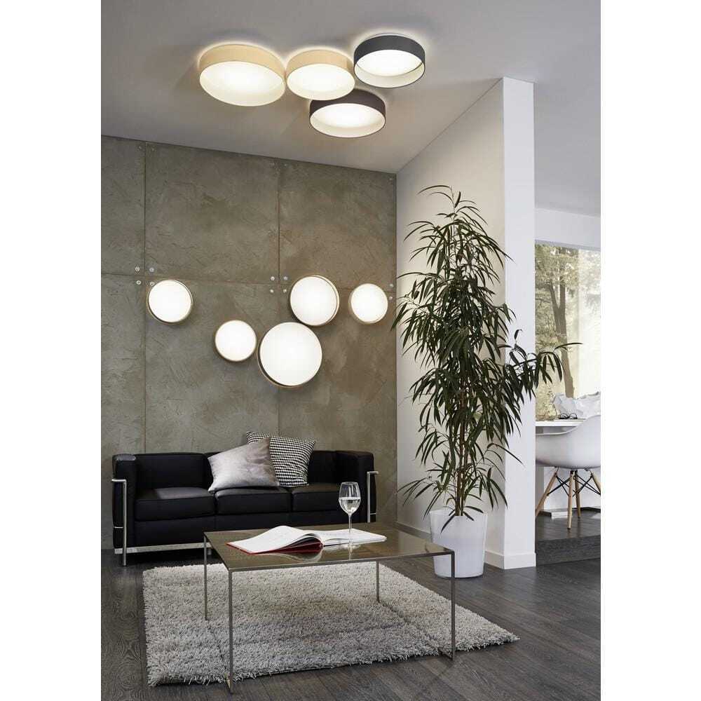 Eglo Palomaro 12.59 in. W x 3.5 in. H White LED Flush Mount with Linen Shade