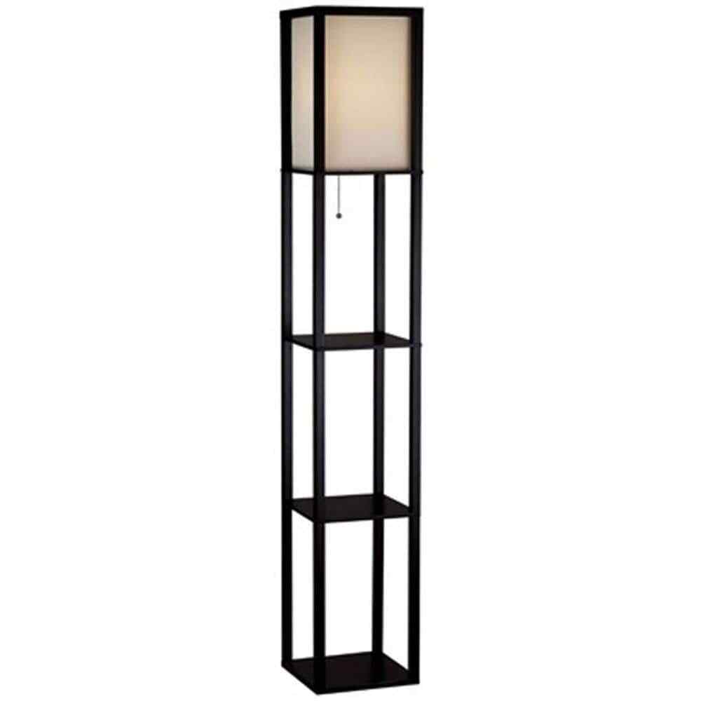 Hampton Bay 62.75 in. Black w. Antique Brass Shelf Floor Lamp AF33904