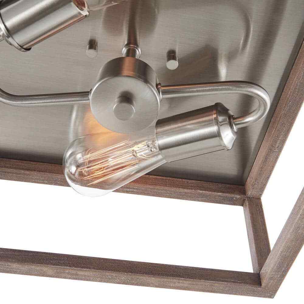 Hampton Bay Boswell Quarter 12 in. 2-Light Brushed Nickel Coastal Flush Mount