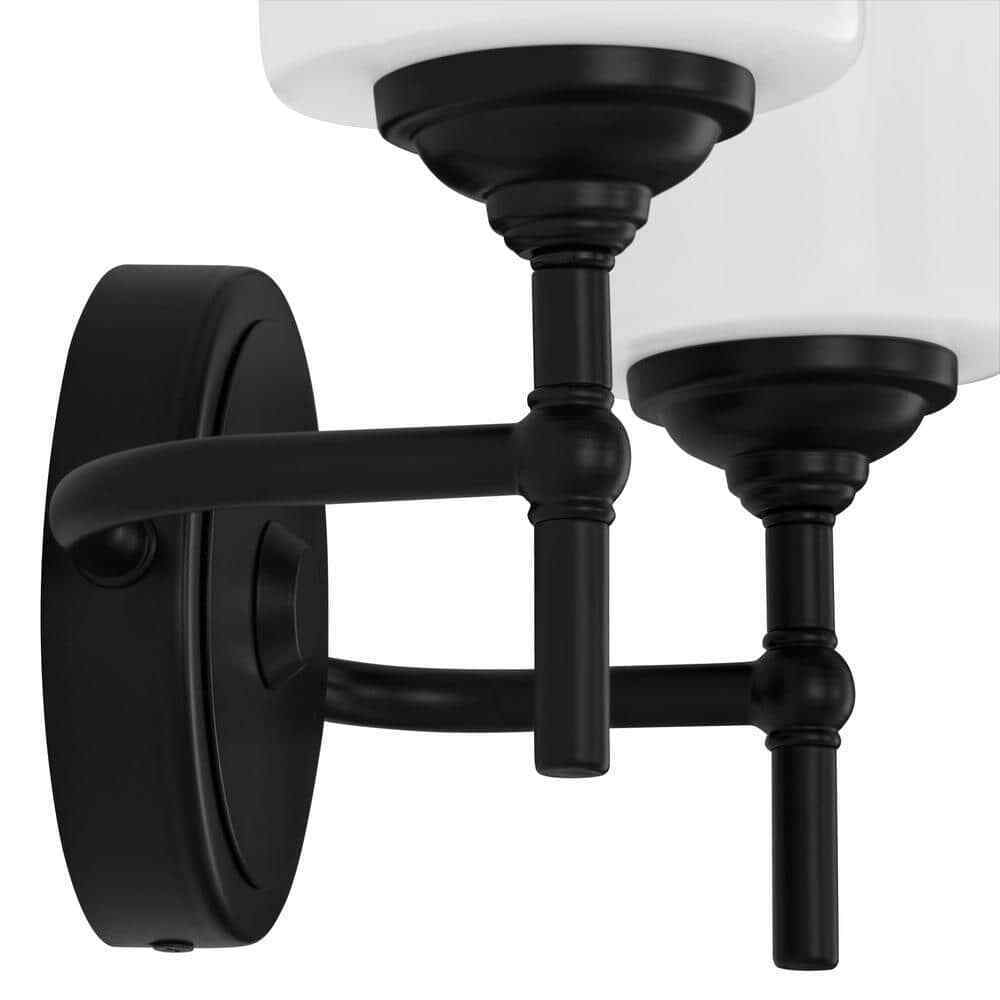 Home Decorators Collection Ayelen 13.5 in. 2-Light Matte Black Vanity Light