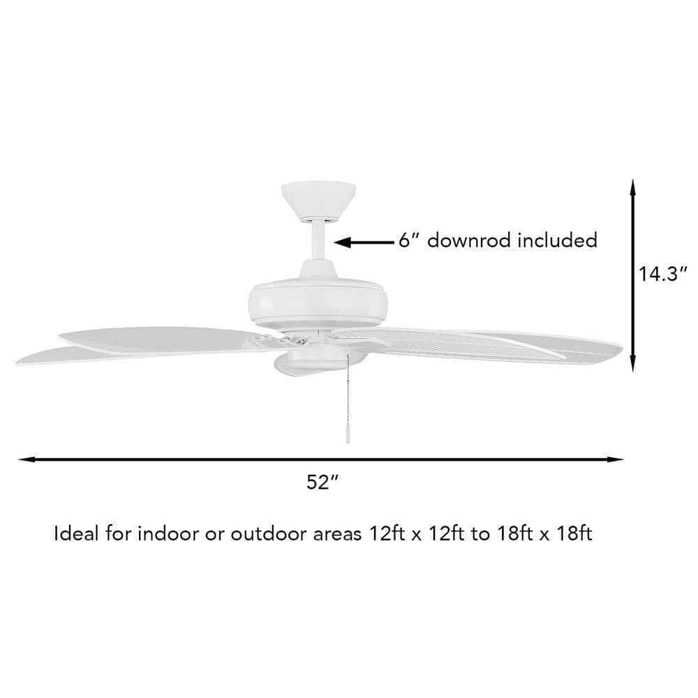 Hampton Bay Cartrella 52 in. Indoor/Outdoor Matte White Ceiling Fan