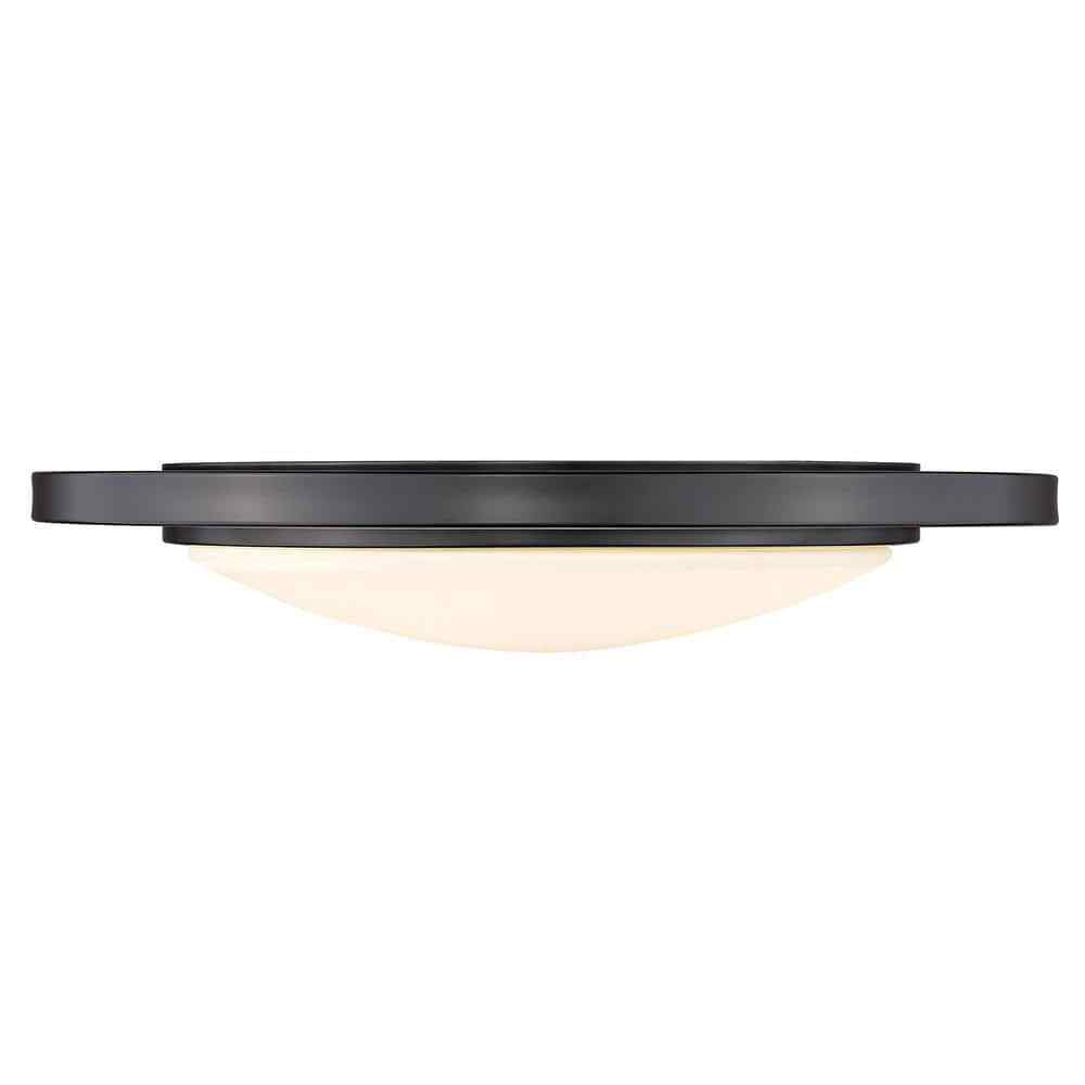 Golden Lighting Astra 16.5 in. 1-Light Matte Black Opal Glass LED Flush Mount