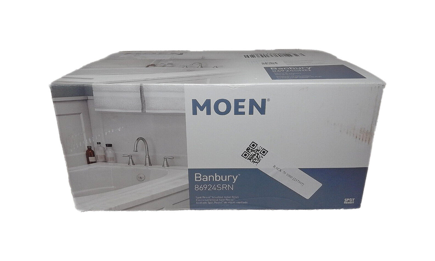 MOEN Banbury 2-Handle Deck-Mount Roman Tub Faucet Brushed Nickel with valve