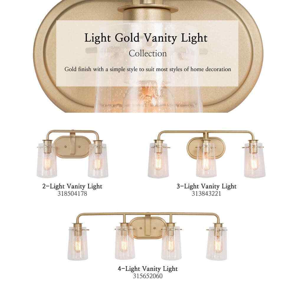 Uolfin Modern Gold Bathroom Vanity Light Farmhouse Wall Sconce w/ Glass Shades