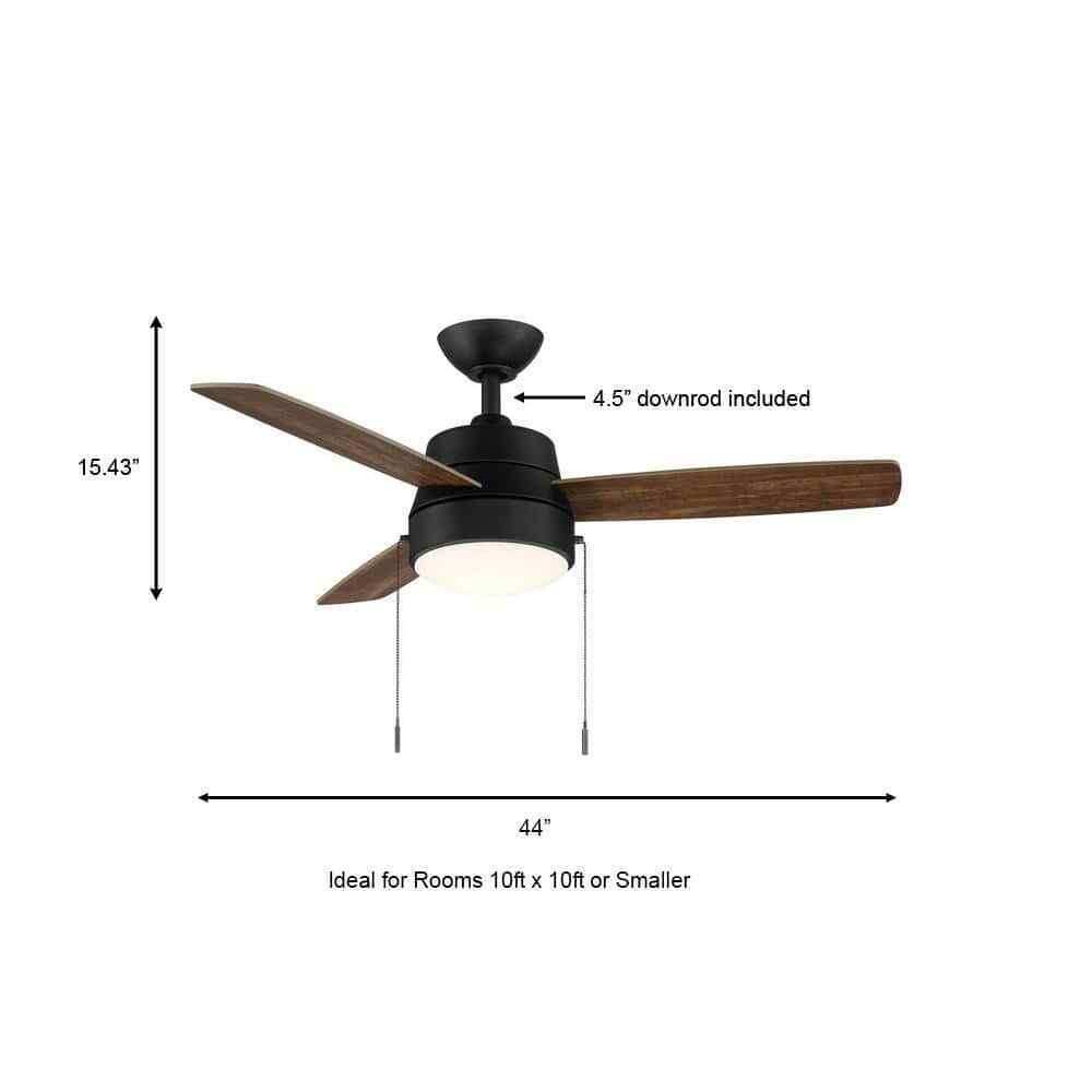 Hampton Bay Caprice 44 in. LED Indoor Matte Black Ceiling Fan w/ Light Kit