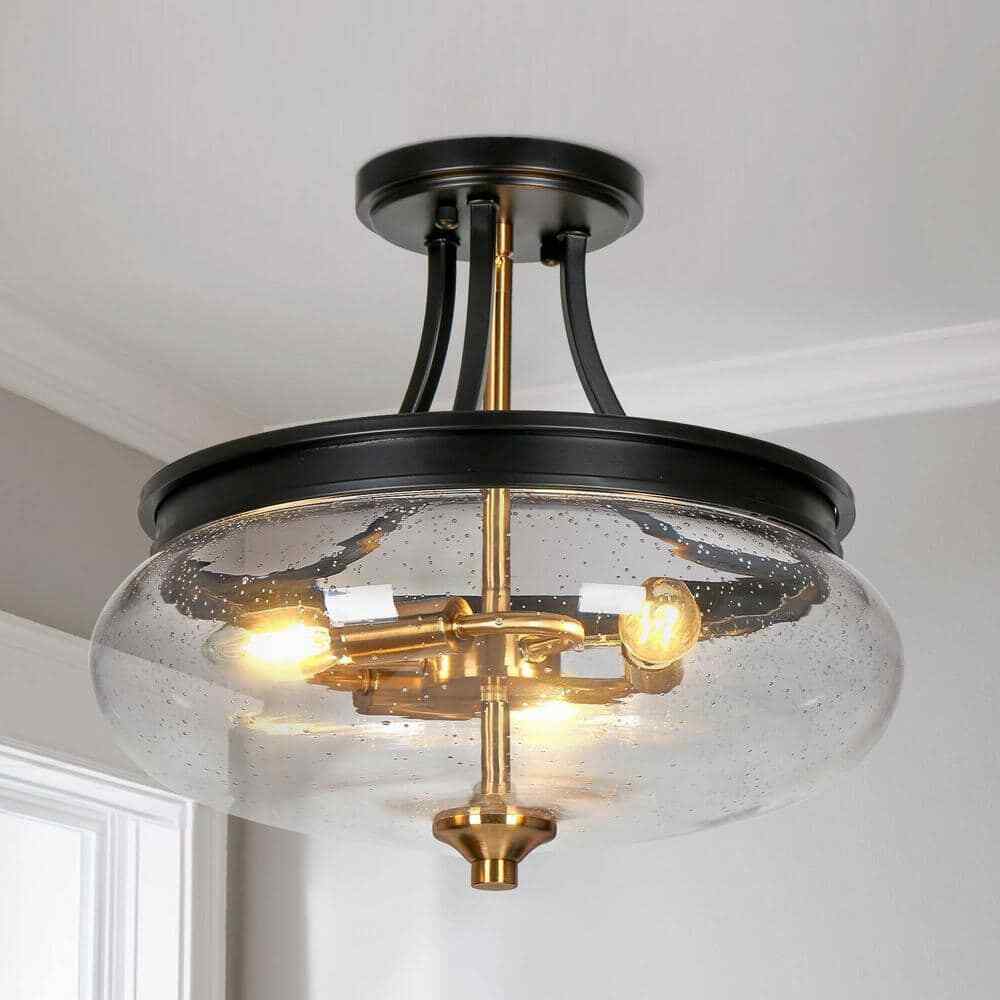 Uolfin Modern Farmhouse Black 3-Light Gold Kitchen Ceiling Lights