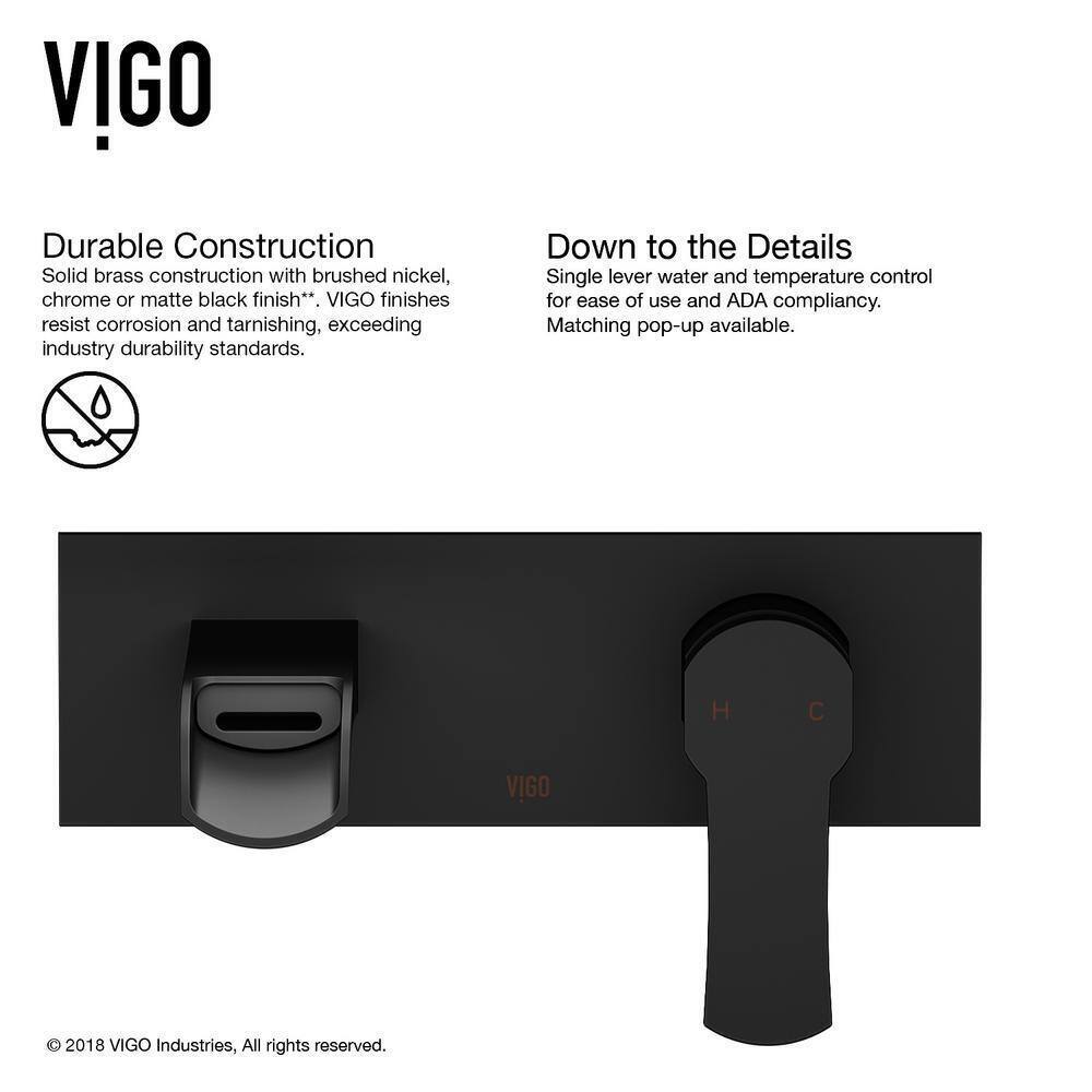 VIGO Cornelius Single Handle Wall Mount Bathroom Faucet in Matte Black VG05004MB