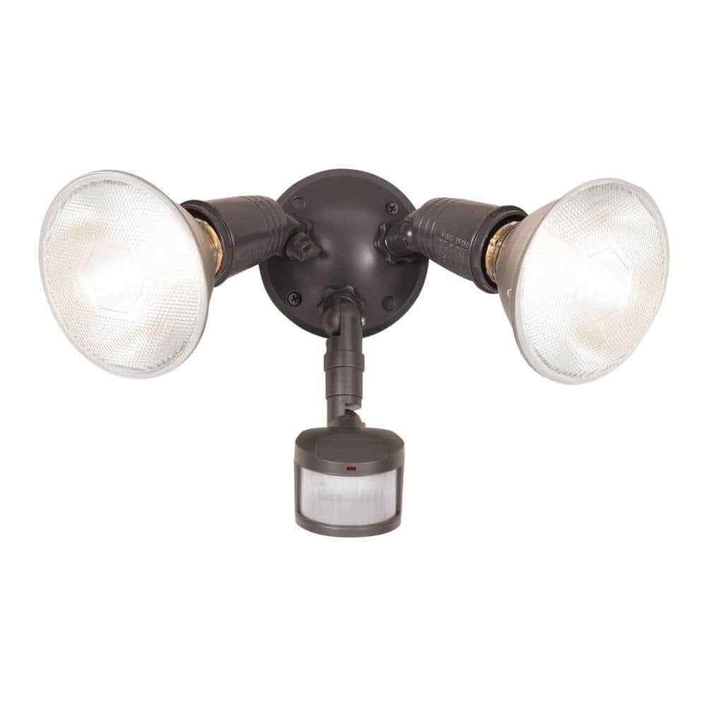 HALO 180-Degree Bronze Twin Head Motion Activated Outdoor Flood Light MS185
