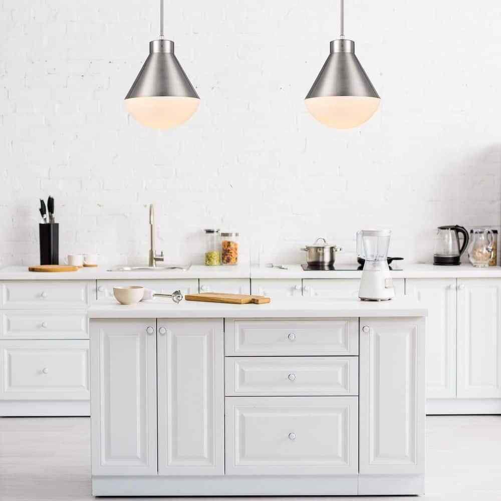 Bel Air Lighting Ludlow Brushed Nickel Hanging Pendant Light Fixture Glass Shade