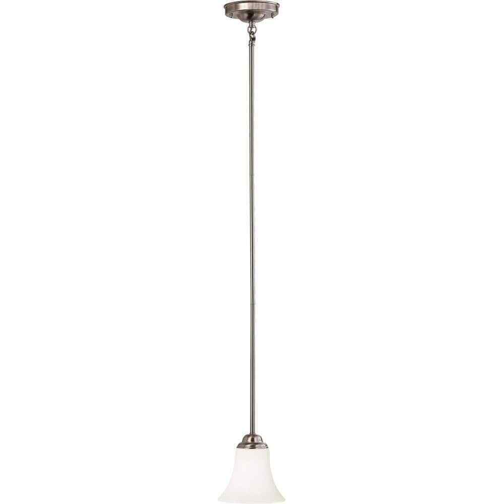 SATCO 1-Light Brushed Nickel Mini Pendant with Satin White Glass