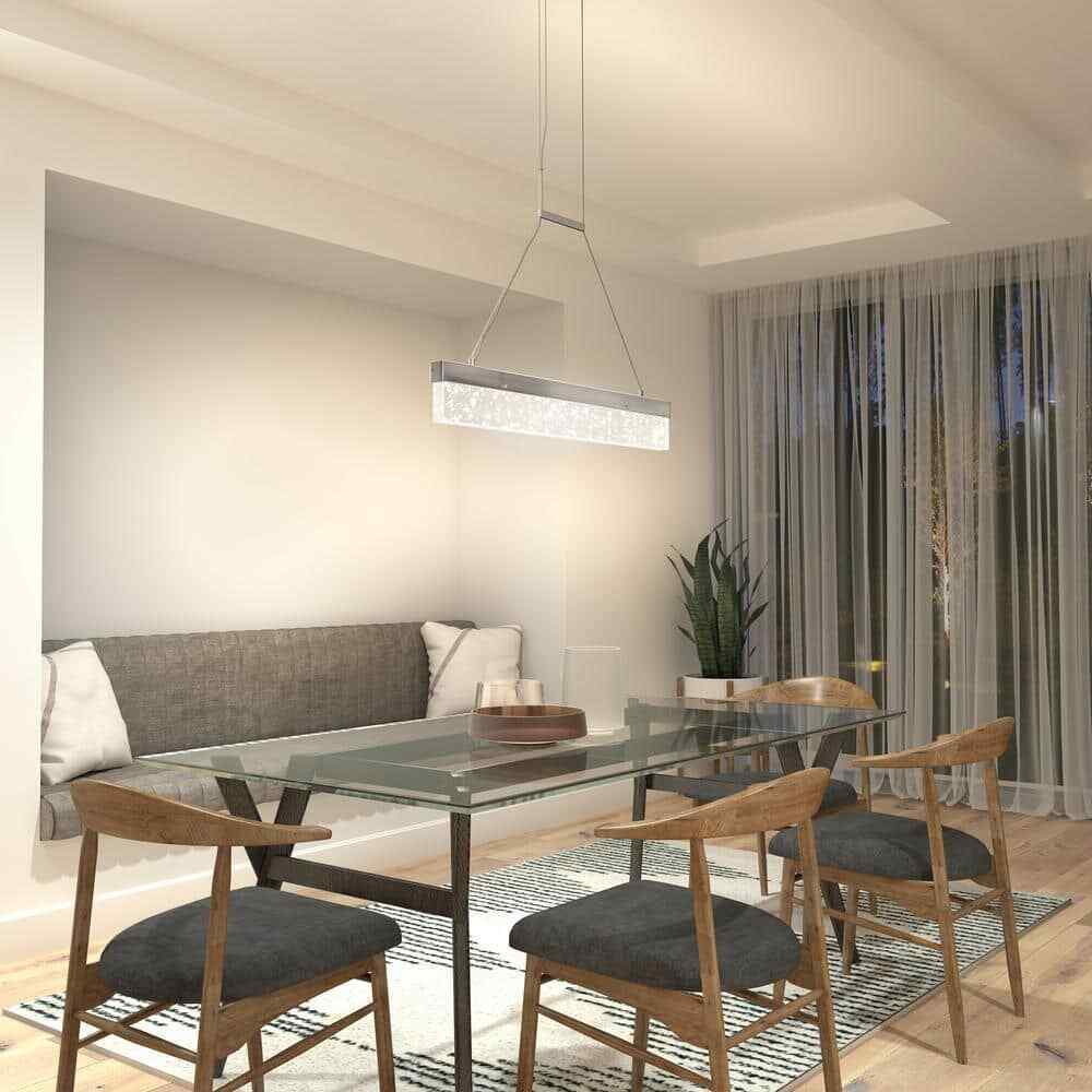 Artika Essence Bar 28-Watt LED Chrome Modern Island Hanging Light Chandelier