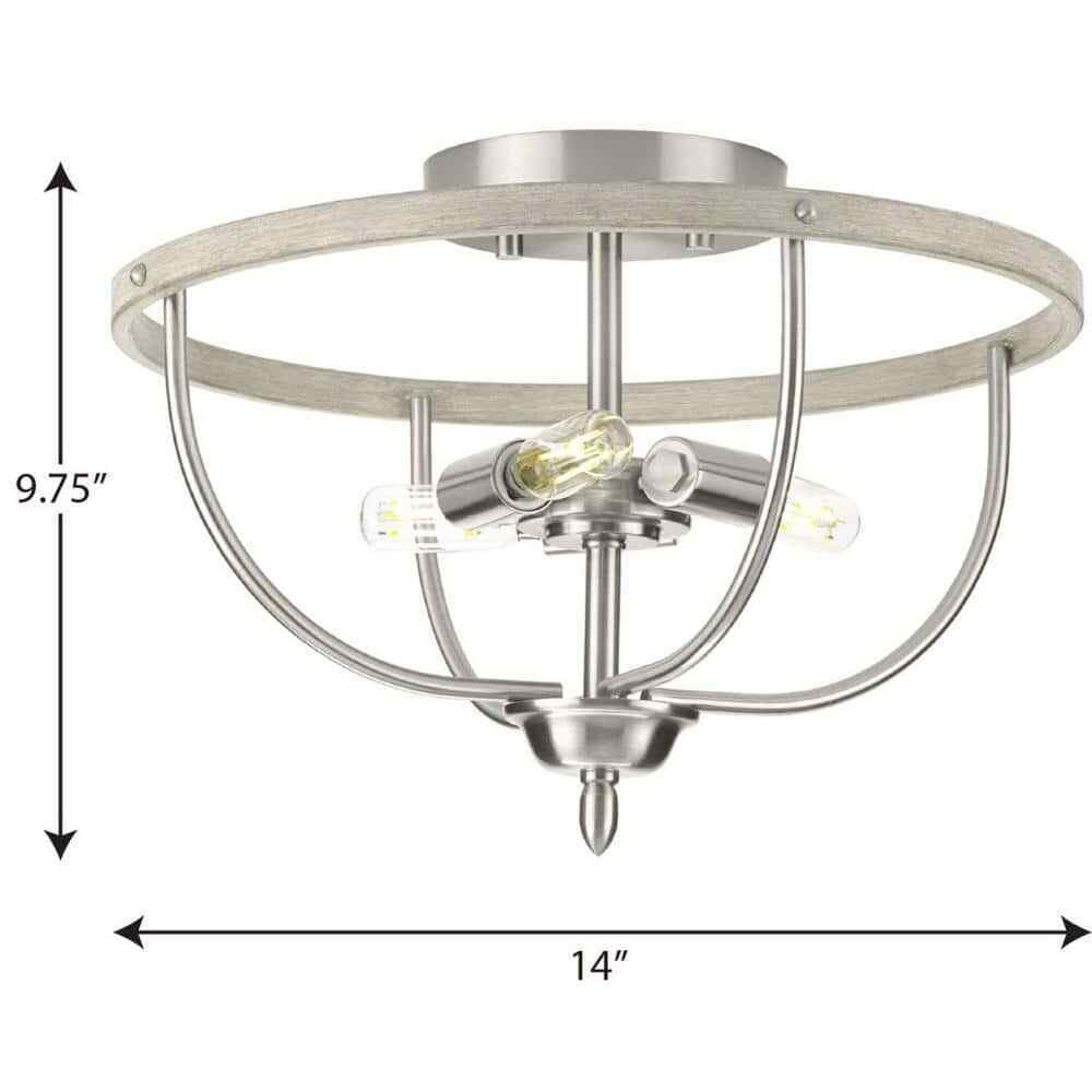 Progress Lighting 3-Light Brushed Nickel Foyer Pendant Light Semi-Flush Mount