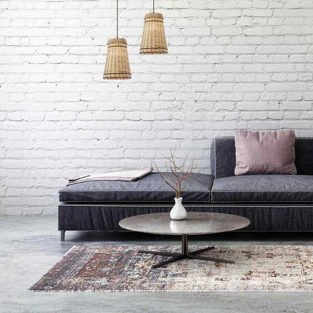 River of Goods Soren 1-Light Tan Hanging Pendant Metal/Wood/Rattan Empire Shaded