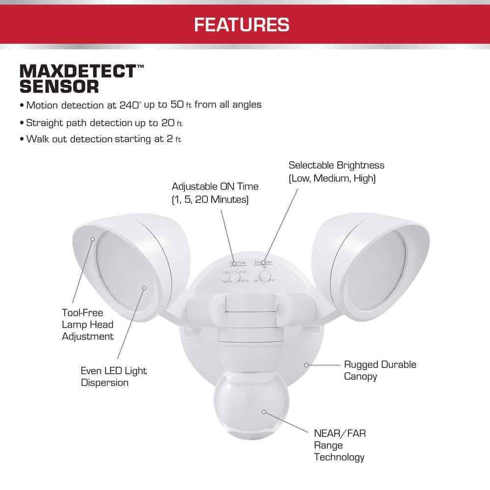 Defiant MaxDetect 240-Degree White Motion Activated Wired Outdoor Flood Light