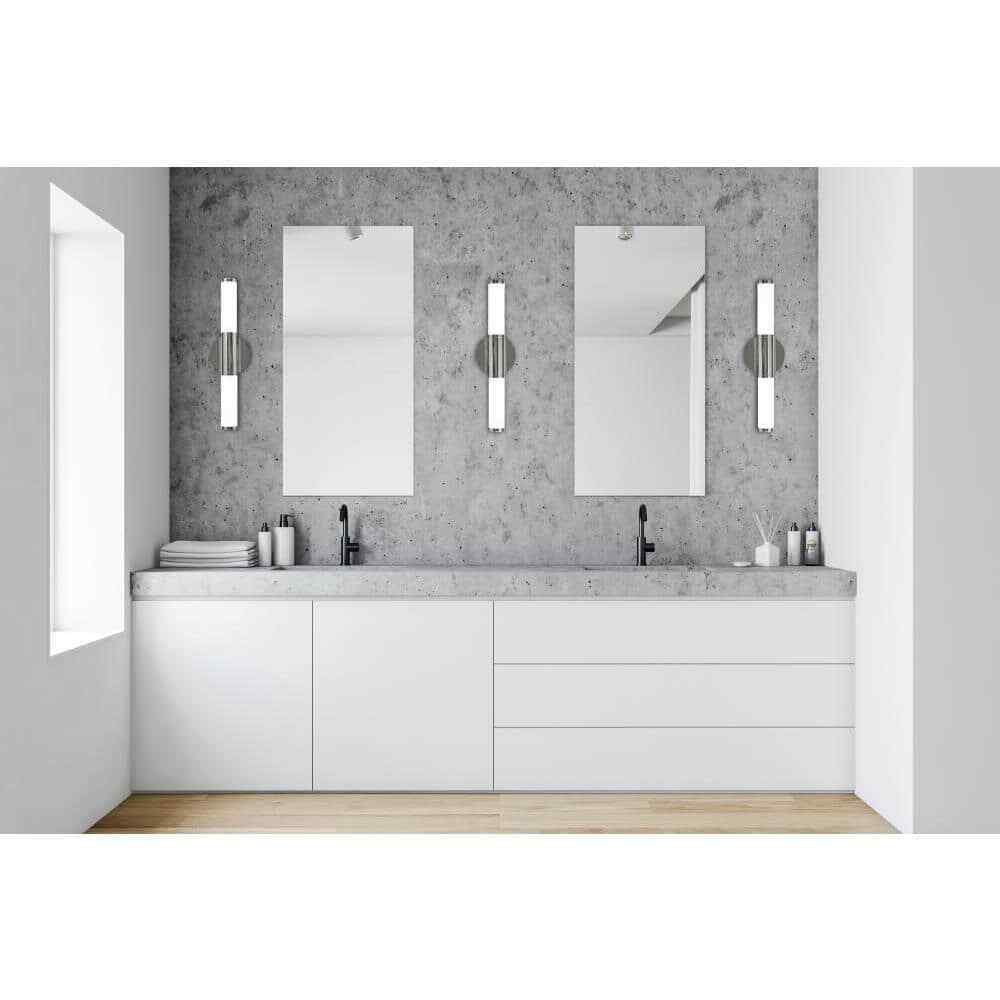Eglo Palmera Chrome LED Bathroom Vanity Light with Etched Glass Shades