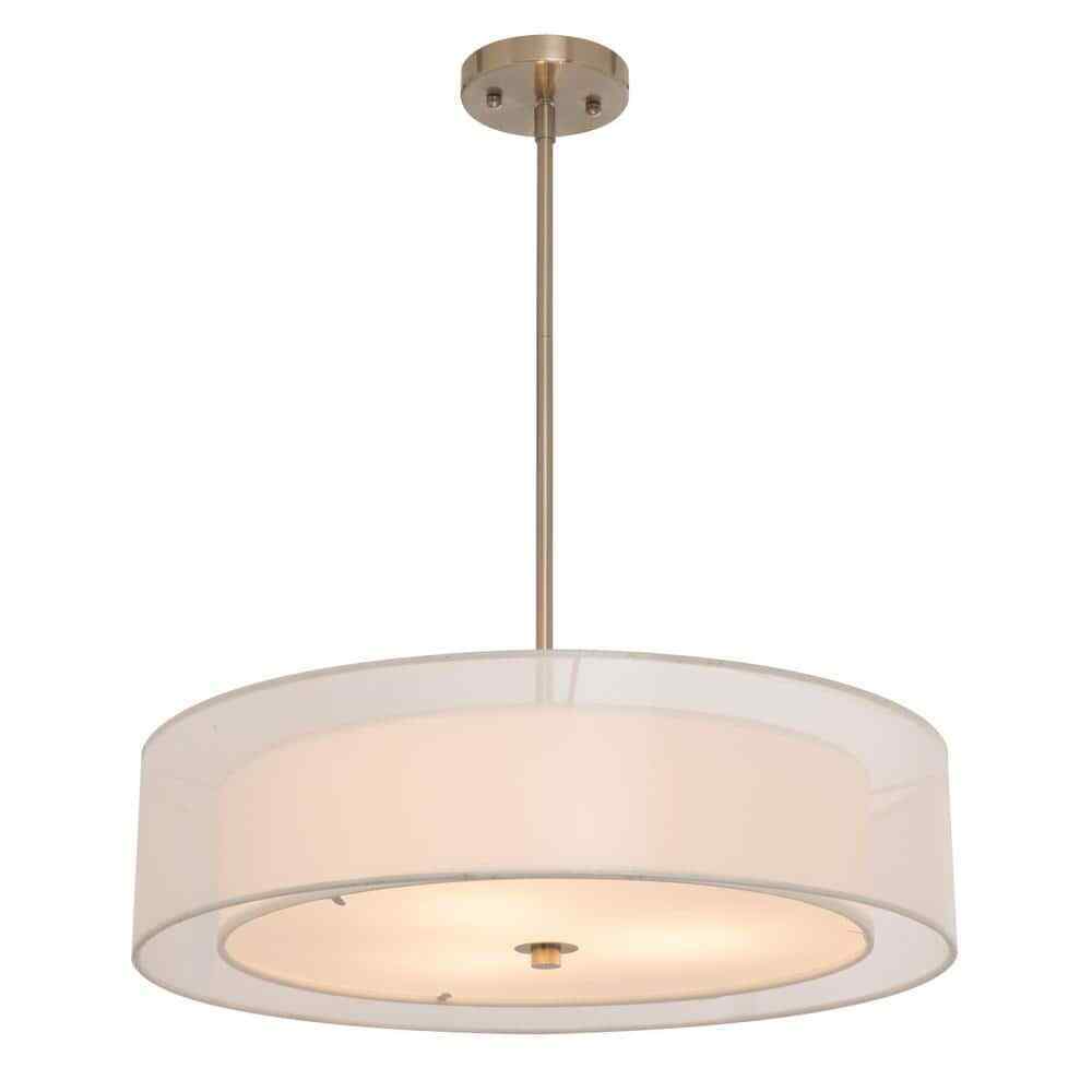 Merra 3-Light Antique Bronze Double Drum Pendant with Outer Organza Shade